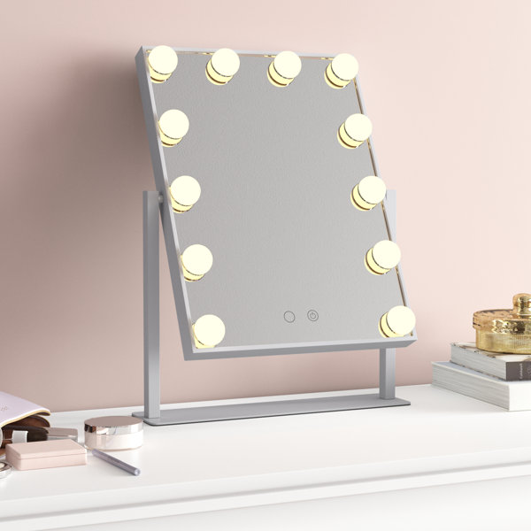Etta Avenue Isabell Lighted Metal Framed Freestanding Makeup Mirror in